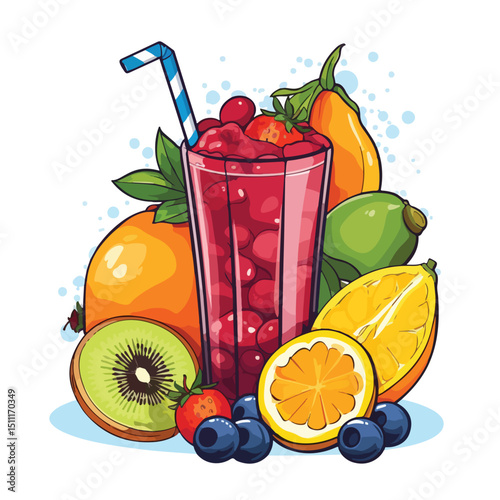 Fresh Fruit Juice Icon Vector Illustration Isolated on White Background for Healthy Drink Concepts