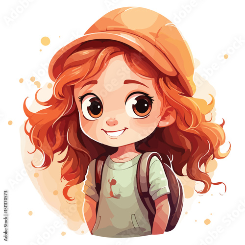 Cute Cartoon Design of a Girl Kid for Creative Projects and Illustrations