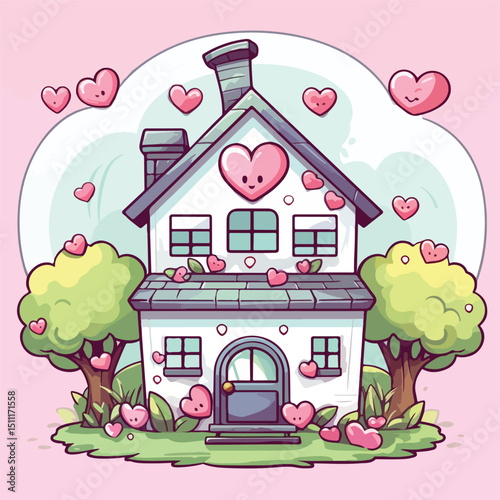Charming Kawaii Cute Cartoon House for Real Estate Marketing Campaigns