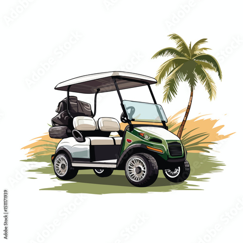 Professional Isolated Golf Cart Vector Illustration for Sports Marketing Material