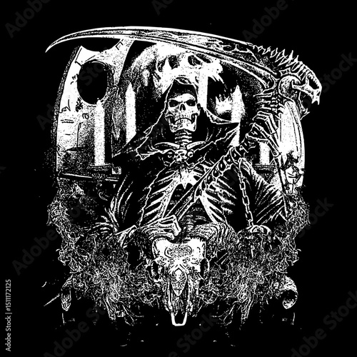 skull dark art vector template illustration for clothing brand and streetwear