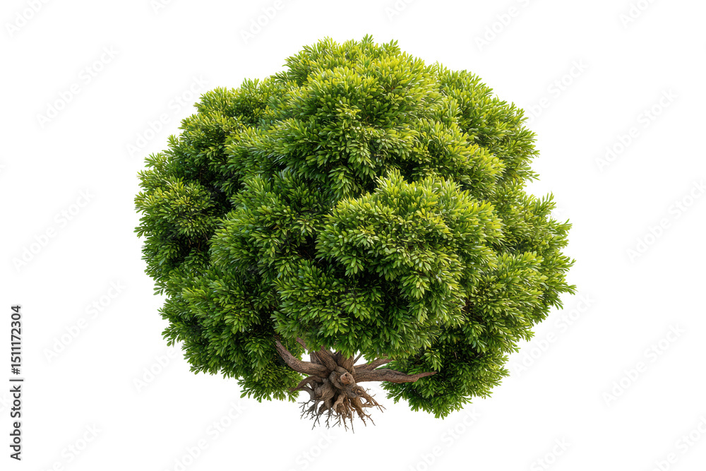 Fototapeta premium PNG Lush green tree top view isolated on black background