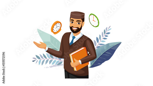 Kind Muslim Teacher Icon Vector
