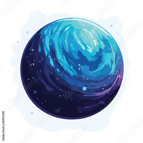 Neptune Planet Universe Galaxy Vector Illustration for Astronomy Enthusiasts