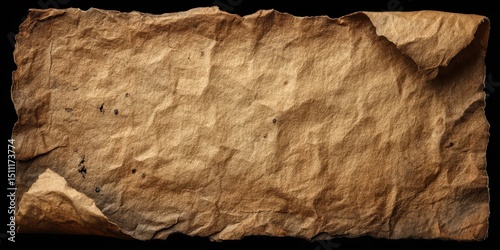 Old, Crumpled Piece of Brown Paper with creases and torn edges