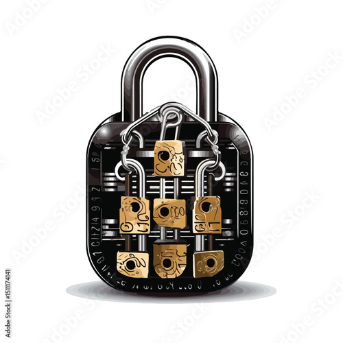 Professional Padlock Security System Vector Illustration for Cyber Security Concepts