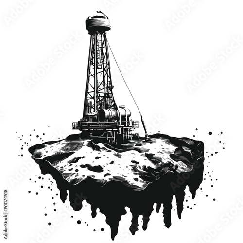 Geological Terrain Map for Petroleum Source Identification in Isolated Black and White