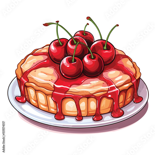 Delicious Pie with Fresh Cherry Pastry Icon for Food Websites and Menus