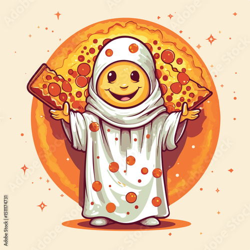 Professional Vector Illustration of Pizza Theme Fashionable Clothes and Messenger Bag Design