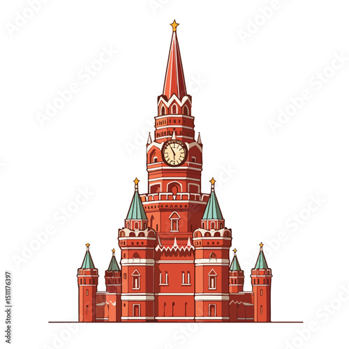 Spasskaya Tower Icon: Vector Illustration Isolated for Professional Designs
