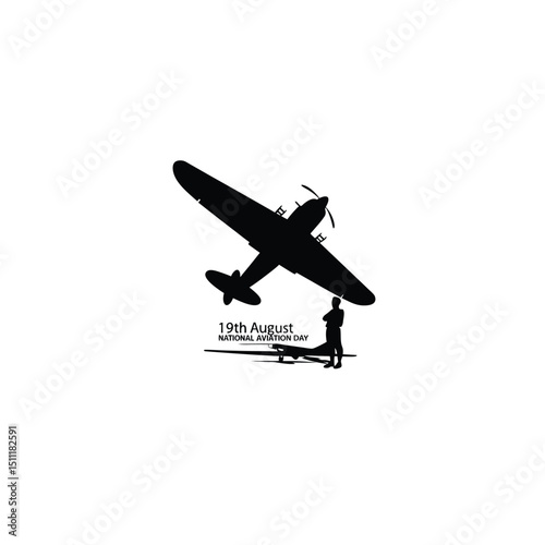 19th August – National Aviation Day silhouette on white background