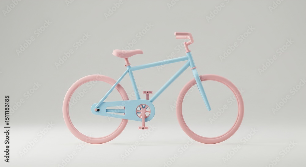 Fototapeta premium Pastel Pink and Blue Bicycle A Dreamy Ride