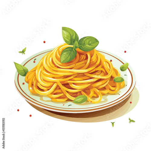 Vector Illustration of Delicious Italian Pasta Icon for Culinary Design Projects