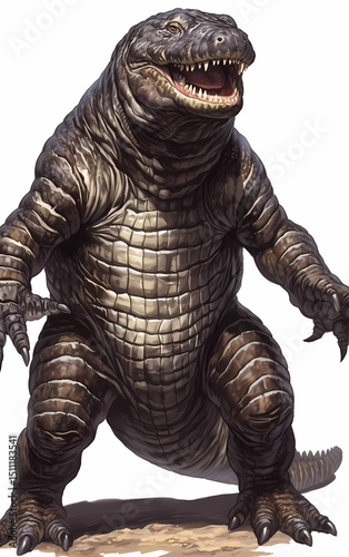 Anime crocodile creature sandy ground