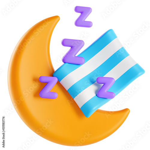 Dreaming sweetly with a moon on transparent background