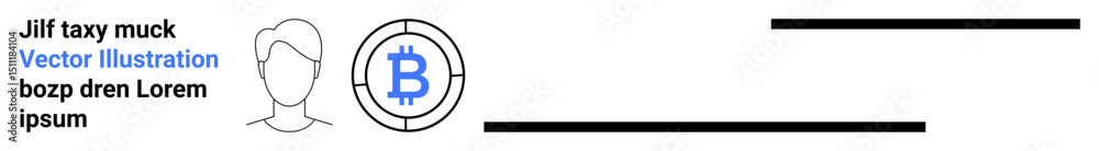 User avatar outline next to a Bitcoin logo emphasizing identification and cryptocurrency use. Ideal for fintech, profiles, blockchain apps, digital wallets, security tools, crypto guides, simple User avatar outline next to a Bitcoin logo emphasizing identification and cryptocurrency use. Ideal for fintech, profiles, blockchain apps, digital wallets, security tools, crypto guides, simple