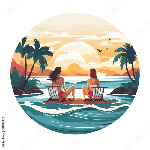 Group of friends having fun in summer wearing swimsuits and enjoying surfing on a beach