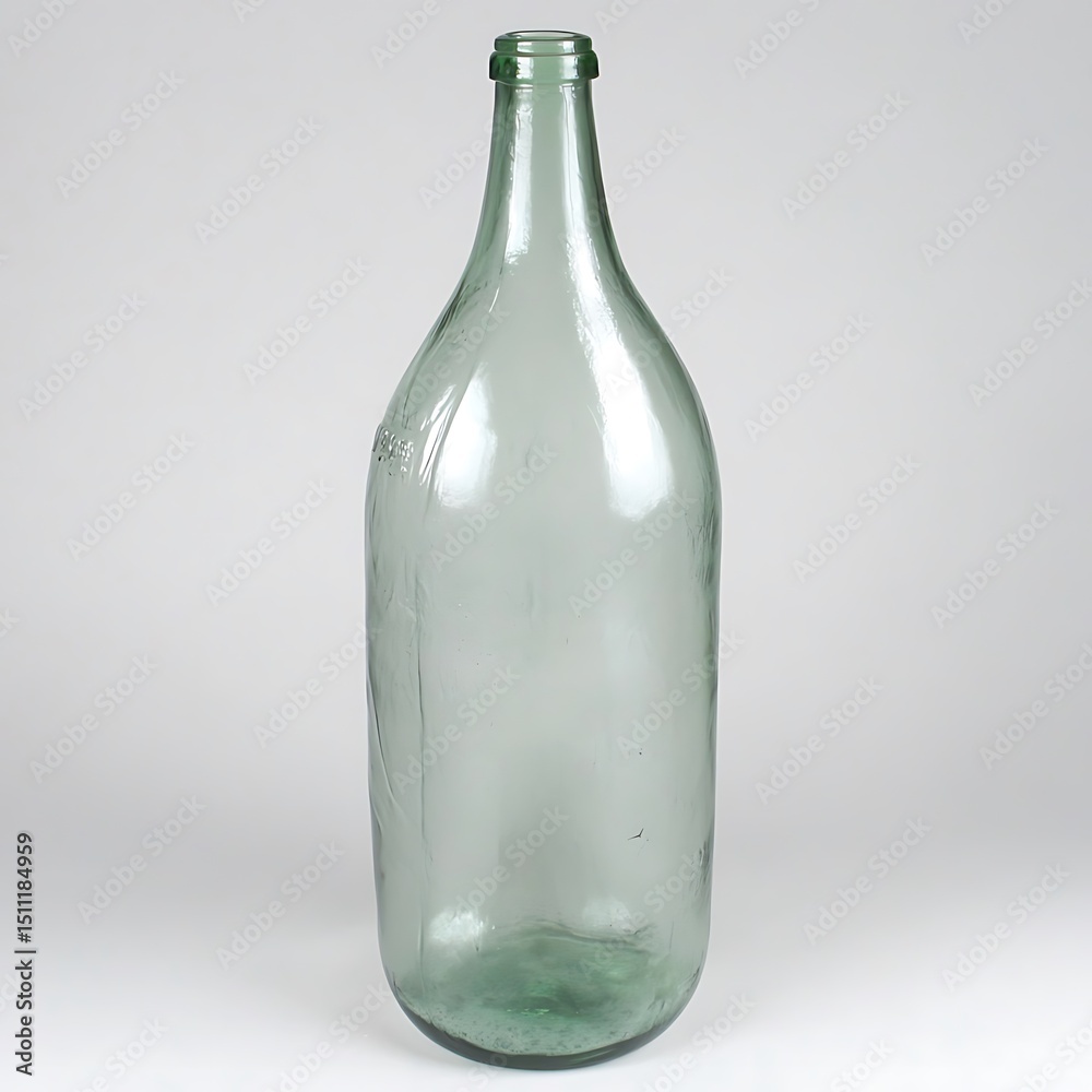 Fototapeta premium Classic oversized glass bottle, light green, showcasing vintage charm and simplistic design