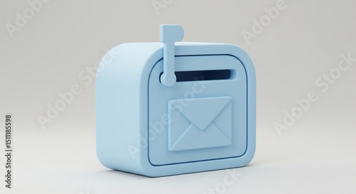 Modern Minimalist Light Blue Mailbox 3D Render Illustration