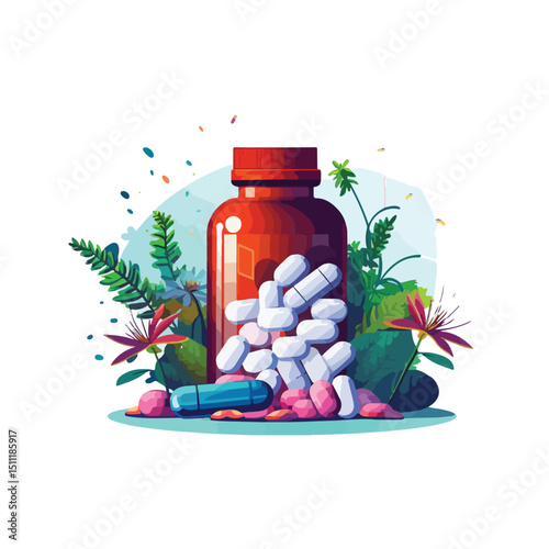 Professional Isolated Medicine Design Vector Illustration for Medical Concept Usage