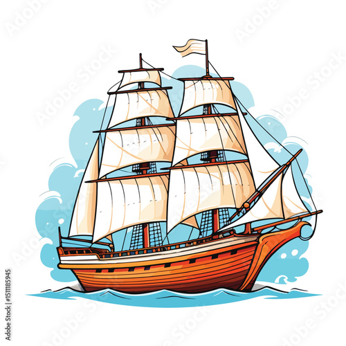 Detailed Isolated Ship Toy Design Illustration on White Background for Projects