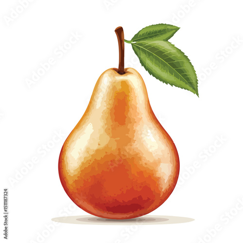 High-Quality Vector Illustration of a Delicious Pear Fruit Isolated on White Background for Branding and Marketing Purposes