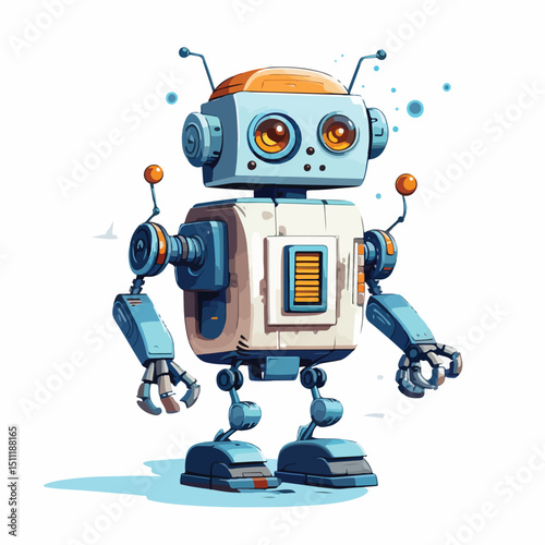 Professional Robot Technology Isolated Vector Illustration for High-Tech Concepts