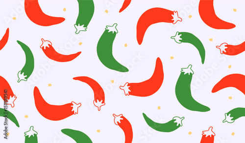 Cute spicy chili pattern background vector design