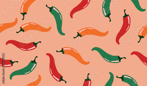 Cute spicy chili pattern background vector design