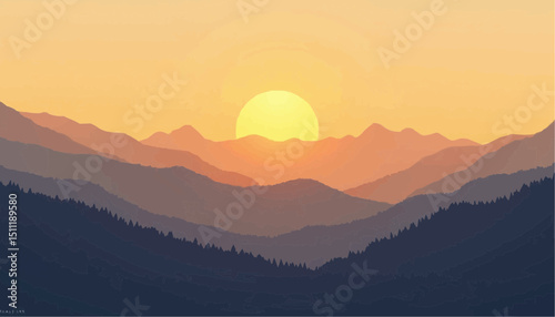 Mountain range at sunset
