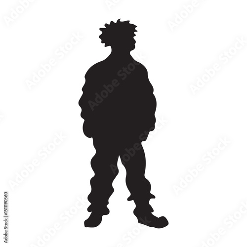 Silhouette of person standing full body black and white vector image