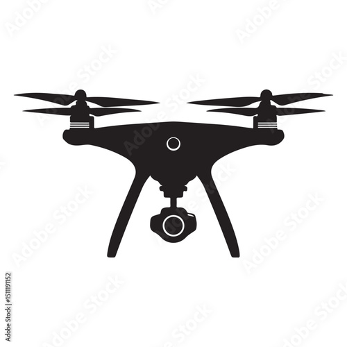 Drone silhouette vector illustration for aerial photography design