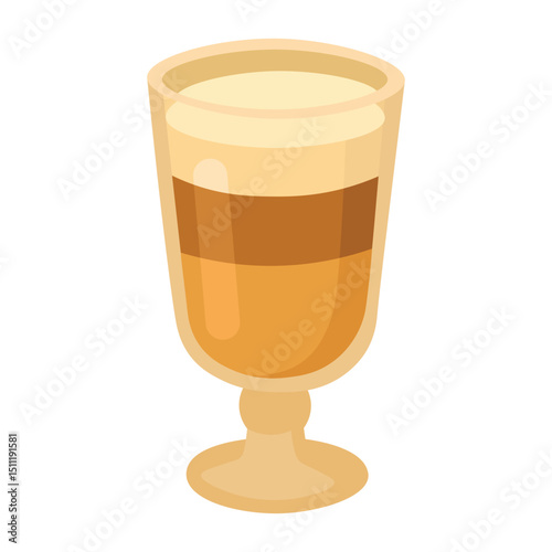 Vector layered coffee drink in elegant glass, stylish clipart for cozy café and menu illustrations.