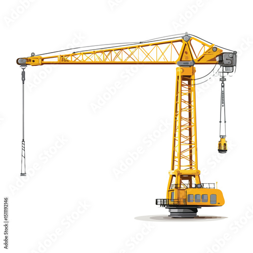 Professional Construction Crane with Hook Vector Illustration for Project Planning