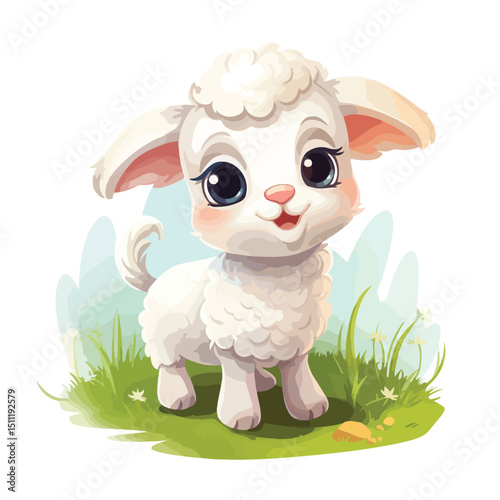 Adorable Animal Toy in Playful Farm Scene - Vector Illustration for Children's Toys and Products