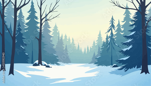 Winter Forest Landscape Illustration