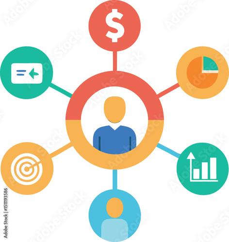 Digital Marketing Infographic with SEO, Social Media, and Email Icons, Project Management Infographic with Gantt Chart and Task Planning
