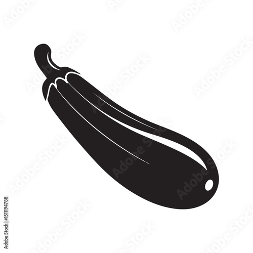 Isolated black and white zucchini vegetable illustration vector art silhouette