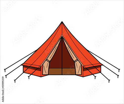Bedouin tent depicted as a cute house in cartoon vector style, ideal for desert accommodation designs and travel related projects.