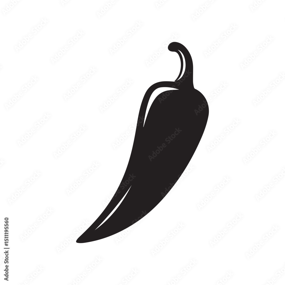 Black chili pepper vector illustration for spicy food and hot sauce logo silhouette Black chili pepper vector illustration for spicy food and hot sauce logo silhouette