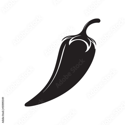 Black chili pepper vector illustration for logo design and decoration silhouette