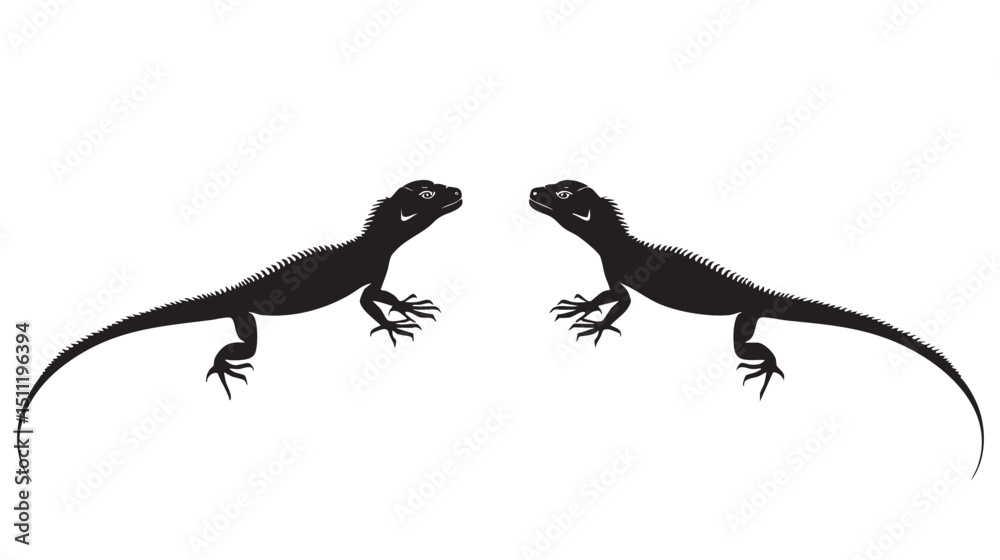 Fototapeta premium Lizards silhouette isolated in White background