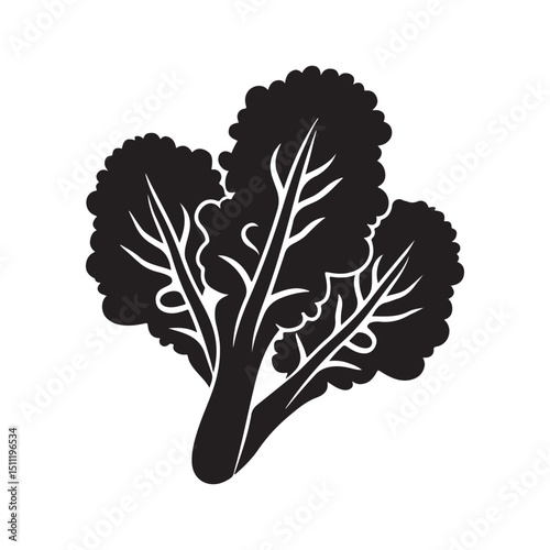 Black and white bok choy vector illustration healthy food design silhouette