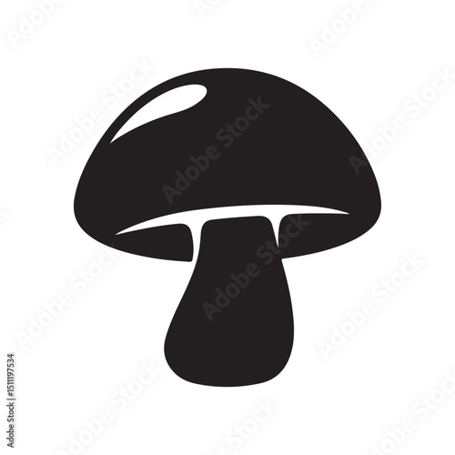 Isolated black mushroom vector illustration for cooking and nature art silhouette
