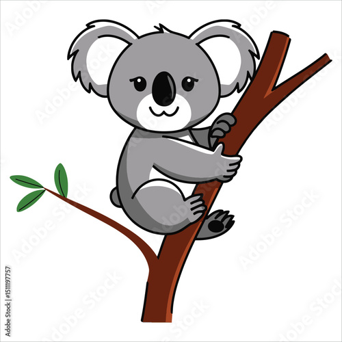 Cute cartoon koala vector illustration featuring adorable Australian wildlife. Perfect for children's designs and nature themed projects.