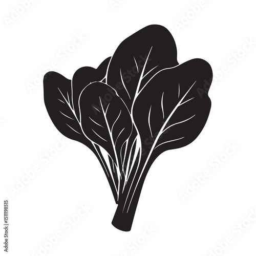 Vector spinach illustration for healthy eating and vegan lifestyle art silhouette