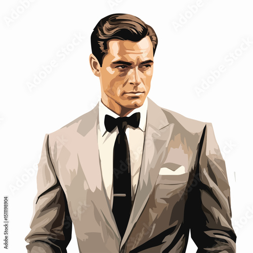 Elegant Man in Formal Suit Stock Vector Illustration for Business Presentations