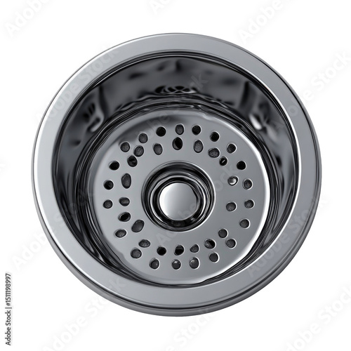 Shiny stainless steel kitchen sink drain with perforation for efficient liquid outflow