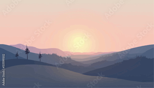 Mountain range landscape at sunset