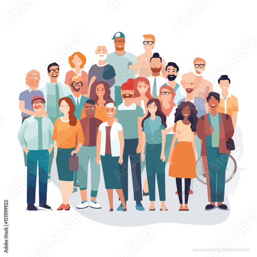 Diverse Community Uniting for Social Causes, People Together in Society Vector Illustration